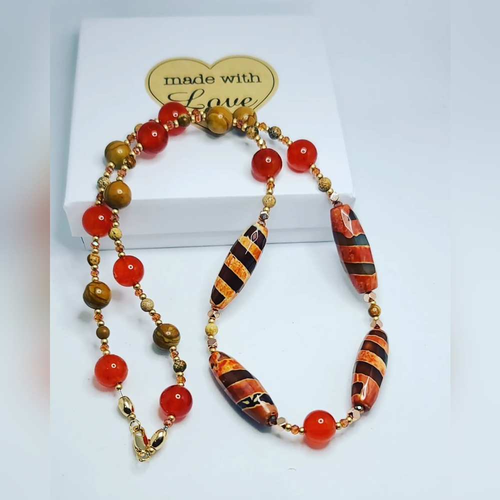 Bumble Bee Agate, Picture Jasper Necklace